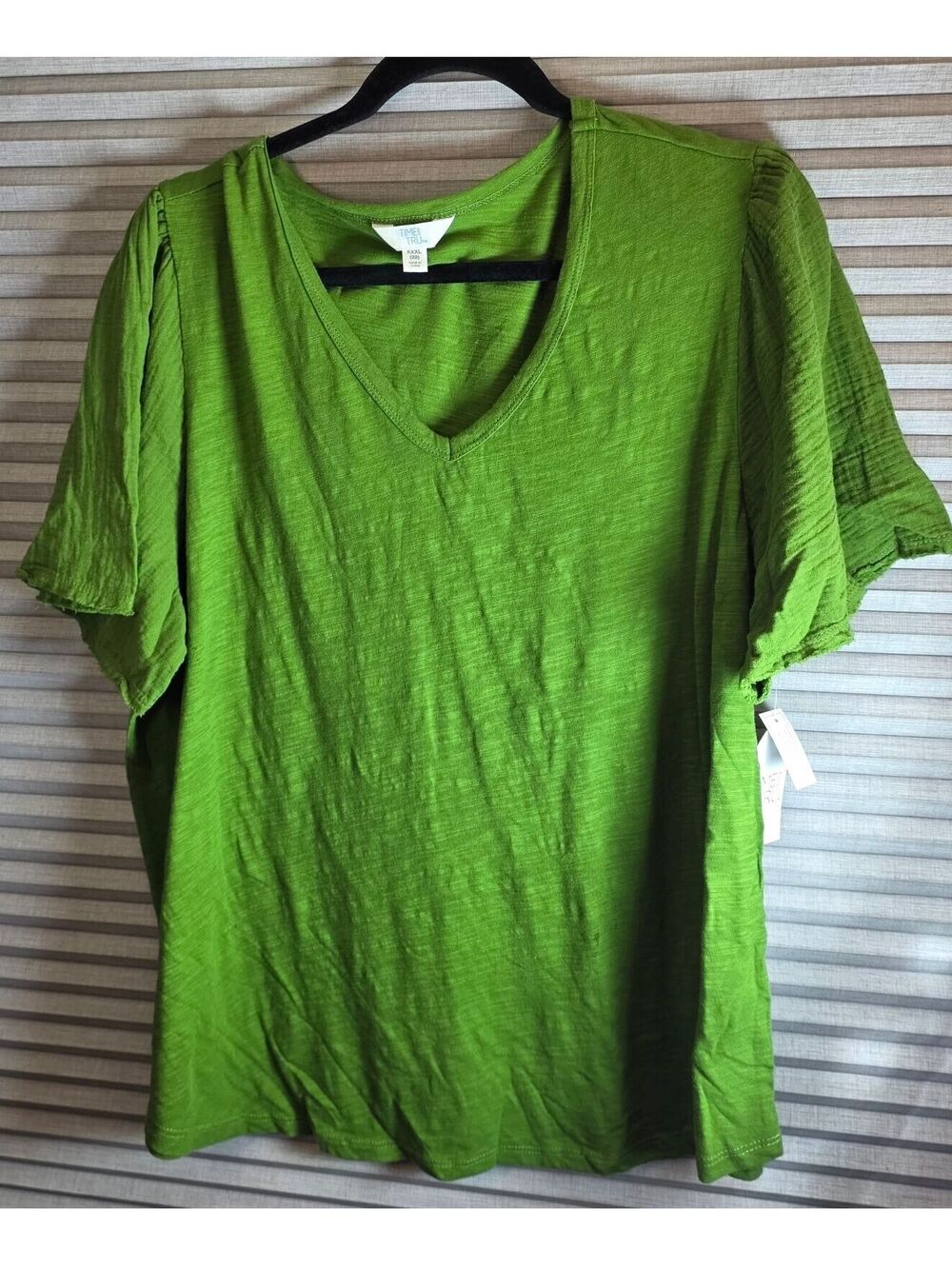 New Time and Tru Top Plus Size XXXL 22 3X Short Sleeve Cotton T Tee Shirt Green
